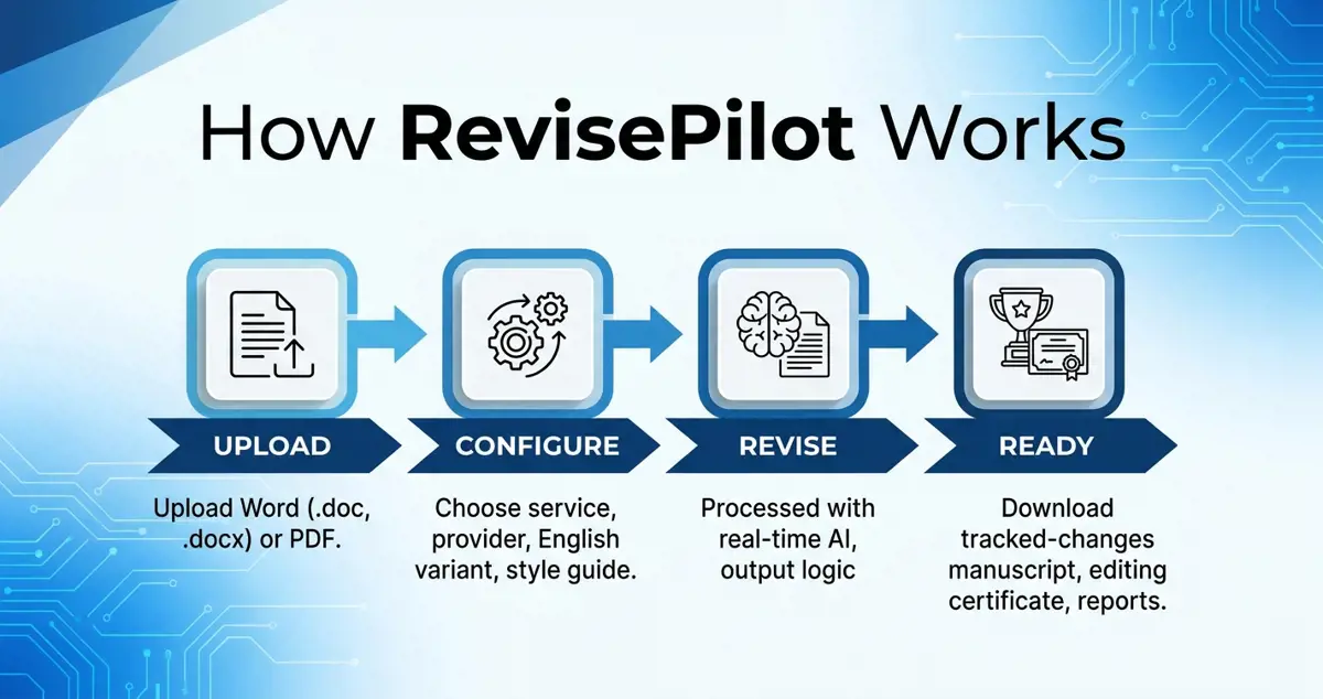 A visual demonstration of the RevisePilot academic editing workflow.